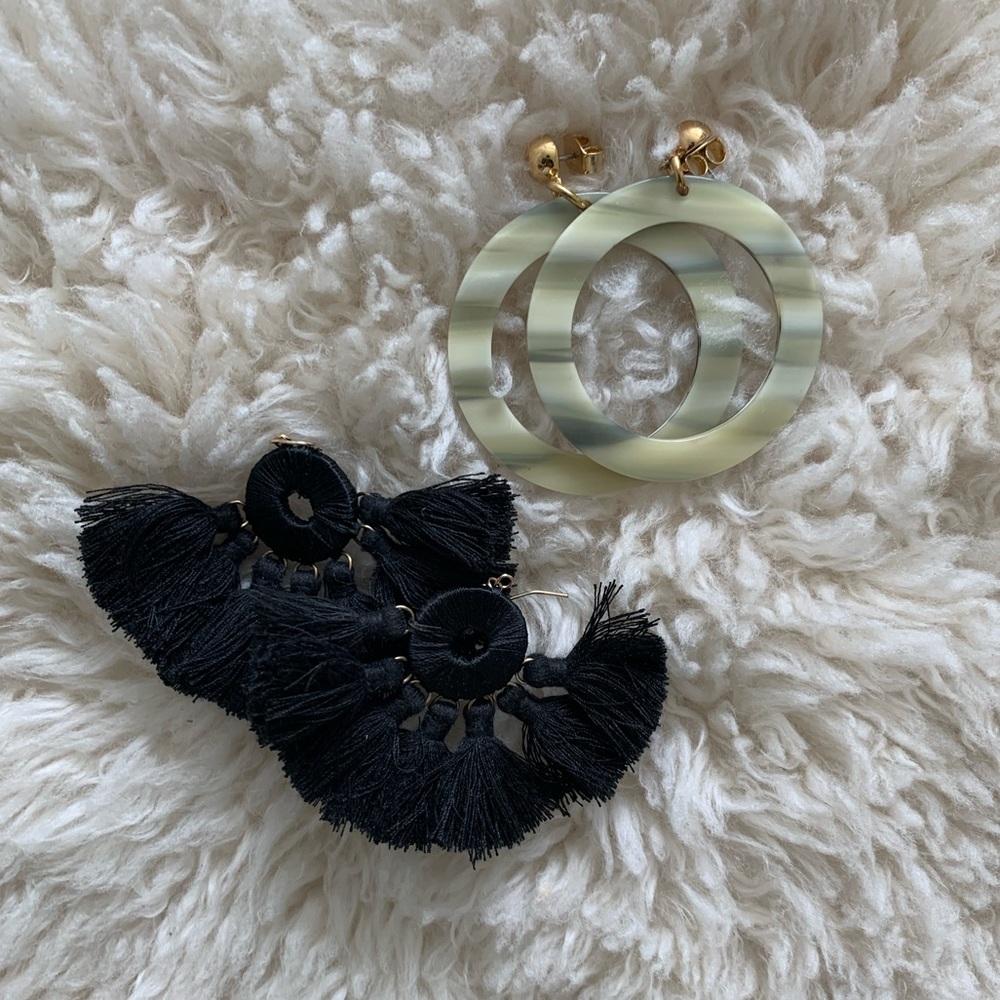 JCREW Hoop Earrings/ Baublebar Black Earrings - 2p